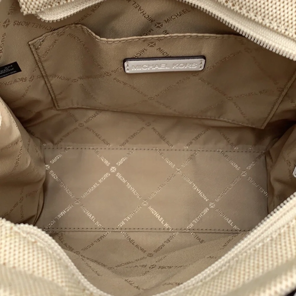 Michael Kors Mirella Small Shopper Top Zip Crossbody Bag Optic White MK NWT - Picture 12 of 16